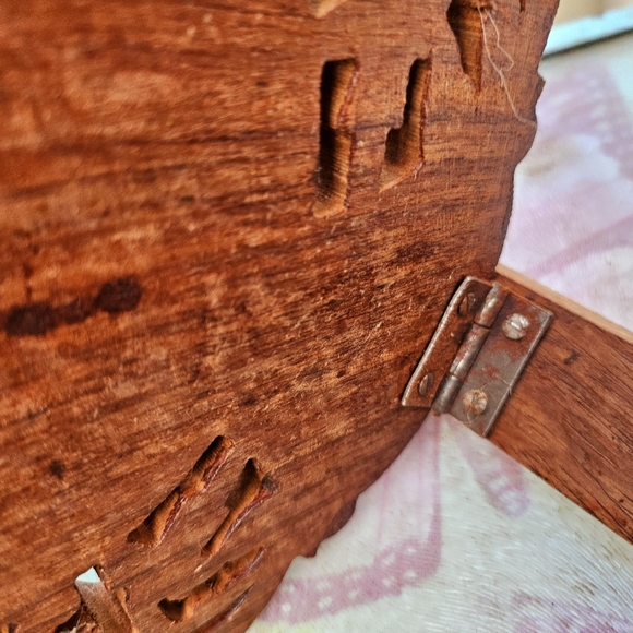 Vintage Hand Carved Wood Inlaid Plate/Cake Shelf Stand From India - Picture 13 of 13